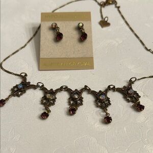 Austrian Crystal Brass and Amethyst Jewelry Set